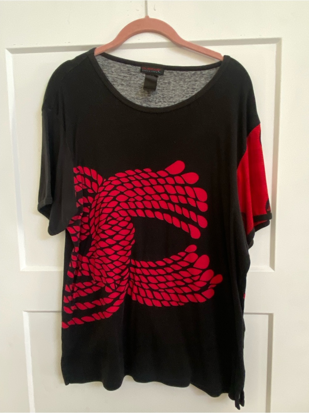 Custo Barcelona Black Tee with Vibrant Red Graphic